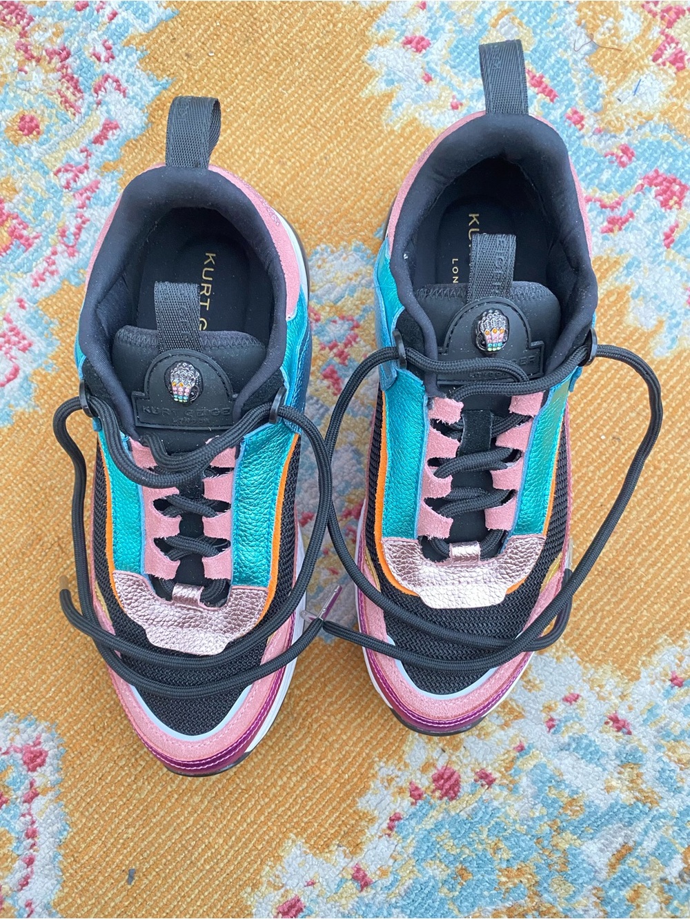 Kurt Geiger London Kensington Multicolor Metallic Sneakers Size 7